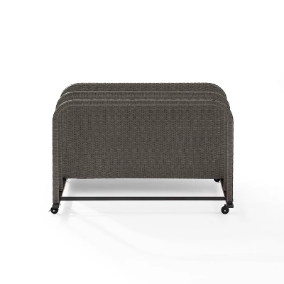 Palm Harbor Outdoor Wicker Pool Storage Caddy - Weathered Gray - Crosley 6 Palm Harbor Outdoor Wicker Pool Storage Caddy - Weathered Gray - Crosley - Image 4