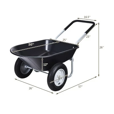 Costway 2 Tire Wheelbarrow Cart Heavy-duty Dolly Utility Cart Black 3 Costway 2 Tire Wheelbarrow Cart Heavy-duty Dolly Utility Cart Black