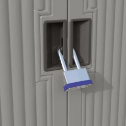 Suncast Backyard Oasis 130-Gallon Outdoor Storage Shed Basic Unit With Adjustable Shelf For Garden, Patio, Backyard, Yard, Or Pool Supplies, Dove Gray