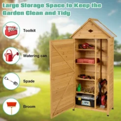 Costway Outdoor Storage Shed Lockable Wooden Garden Tool Storage Cabinet W/ Shelves -Landscape Zone GUEST 01919455 9c71 424d 99f3 6a0290b076c9