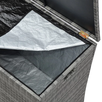 Teamson Home Wicker 154 Gallon Outdoor Deck Box For Cushions Storage, Gray 7 Teamson Home Wicker 154 Gallon Outdoor Deck Box For Cushions Storage, Gray - Image 5