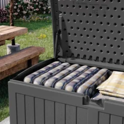 Suncast Decorative Lockable Large 200-Gallon 58" X 32" Plastic Deck Storage Box For Garden Supplies And Yard Accessories, Gray 9 Suncast Decorative Lockable Large 200-Gallon 58" X 32" Plastic Deck Storage Box For Garden Supplies And Yard Accessories, Gray -Landscape Zone GUEST 02c80bd6 6a43 4d61 bb4a 4430feff9b8a