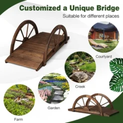 Costway 3.3FT Garden Bridge Classic Arc Wooden Bridge Decorative Garden Landscape -Landscape Zone GUEST 03dc845e 5a7e 47cb 8451 7892ab3c5e09
