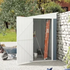 Outsunny Garden Metal Storage Shed, Outdoor Lean To Tool House With Lockable Door, 2 Air Vents & Steel Construction For Backyard, Patio, Lawn, Garage -Landscape Zone GUEST 03dde4d2 892e 4727 b249 343c5d5afa95