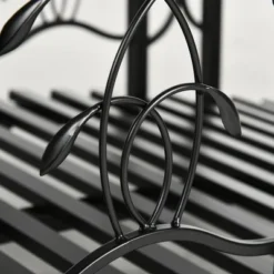 Outsunny 6' Metal Arch Backyard Garden Bridge With 660 Lbs. Weight Capacity, Safety Siderails, Vine Motifs For Backyard Creek, Stream, Pond, Black -Landscape Zone GUEST 04c96ba8 bf01 49ec bb12 23545e7766ef