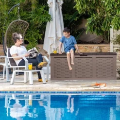 Starplast 88 Gallon Deck Box Plastic Mocha Brown -Landscape Zone GUEST 07271c50 d57e 4bcc b048 40417f512201