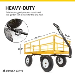 Gorilla Carts 1200lbs. Capacity Industrial Steel Utility Wagon With Removable Sides And 2 In 1 Handle For Towing - Yellow (GOR1201B) 9 Gorilla Carts 1200lbs. Capacity Industrial Steel Utility Wagon With Removable Sides And 2 In 1 Handle For Towing - Yellow (GOR1201B) -Landscape Zone GUEST 0729d63c 1101 4a4f b945 f56fba129081