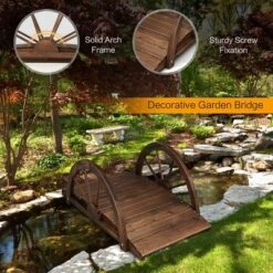 Costway 3.3FT Garden Bridge Classic Arc Wooden Bridge Decorative Garden Landscape -Landscape Zone GUEST 0e4b6470 f30a 4af9 bb36 ffee540b5f36