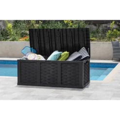 Starplast 153 Gallon Plastic Deck Box Black -Landscape Zone GUEST 10bc23d8 f0e6 4d39 8aef 603195af6261