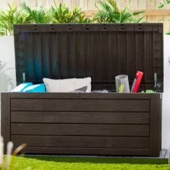 Keter Westwood 150 Gallon All Weather Outdoor Patio Storage Deck Box And Bench -Landscape Zone GUEST 142bd94f bbd2 4676 9d79 d3c7115b23e4