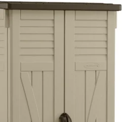 Suncast BMS2000 22-Cubic Feet Durable All-Weather UV-Resistant Vertical Tall Storage Shed For Garden, Backyard, Patio, Or Pool Supplies, Brown