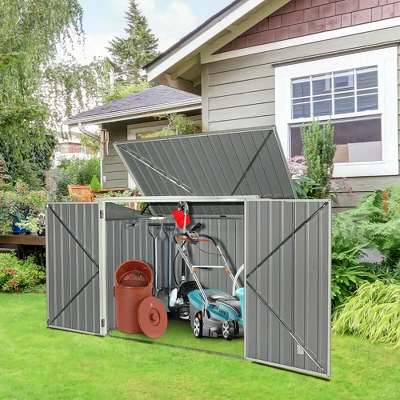 Costway 6x3FT Horizontal Storage Shed 68 Cubic Feet For Garbage Cans Tools Accessories 4 Costway 6x3FT Horizontal Storage Shed 68 Cubic Feet For Garbage Cans Tools Accessories - Image 2