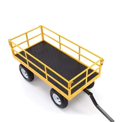 Gorilla Carts 1200lbs. Capacity Industrial Steel Utility Wagon With Removable Sides And 2 In 1 Handle For Towing - Yellow (GOR1201B) 5 Gorilla Carts 1200lbs. Capacity Industrial Steel Utility Wagon With Removable Sides And 2 In 1 Handle For Towing - Yellow (GOR1201B) - Image 3