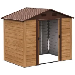 Outsunny 8' X 6' Metal Outdoor Storage Shed With Double Doors And Four Ventilation For Patio Furniture, Garden Tools, Backyard Lawn, Brown 9 Outsunny 8' X 6' Metal Outdoor Storage Shed With Double Doors And Four Ventilation For Patio Furniture, Garden Tools, Backyard Lawn, Brown -Landscape Zone GUEST 185d042a 55a4 41dc a0f4 441b2646683a