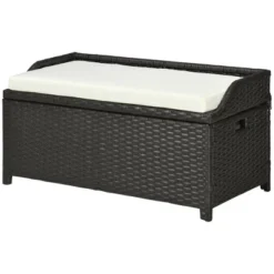 Outsunny Storage Bench Rattan Wicker Garden Deck Box Bin With Interior Waterproof Bag And Comfy Cushion, Cream White 9 Outsunny Storage Bench Rattan Wicker Garden Deck Box Bin With Interior Waterproof Bag And Comfy Cushion, Cream White -Landscape Zone GUEST 193afbb3 48b7 4ba5 af2c 9e00c8f5cae8
