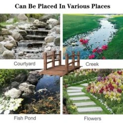 Costway 5' Wooden Bridge Stained Finish Decorative Solid Wood Garden Pond Arch Walkway 13 Costway 5' Wooden Bridge Stained Finish Decorative Solid Wood Garden Pond Arch Walkway -Landscape Zone GUEST 1b32525d 89b1 4595 b463 810bba32bedd