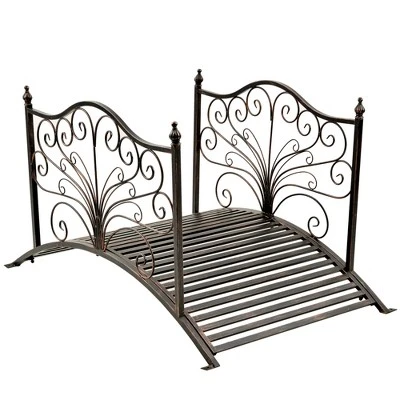 Outsunny 4’ Metal Arch Backyard Garden Bridge With Safety Siderails, Delicate Scrollwork, & Easy Assembly, Black Bronze 5 Outsunny 4’ Metal Arch Backyard Garden Bridge With Safety Siderails, Delicate Scrollwork, & Easy Assembly, Black Bronze - Image 3