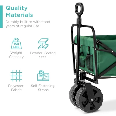 Best Choice Products 36in Folding Multipurpose Indoor Outdoor Utility Cart W/ Swivel Wheels, Adjustable Handle - Green 3 Best Choice Products 36in Folding Multipurpose Indoor Outdoor Utility Cart W/ Swivel Wheels, Adjustable Handle - Green