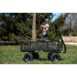 Gorilla Cart GCG-900 4 Cubic Feet 900 Pound Capacity Heavy Duty Durable Steel Utility Wagon Cart With 2 In 1 Towing Handle And Removable Sides, Gray -Landscape Zone GUEST 2b7073fd 06f3 42cb a2a3 a9f60c35aff5