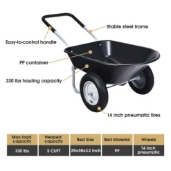 Costway 2 Tire Wheelbarrow Cart Heavy-duty Dolly Utility Cart Black 13 Costway 2 Tire Wheelbarrow Cart Heavy-duty Dolly Utility Cart Black -Landscape Zone GUEST 2cdf718b 15de 474b a9b6 d8293d2eb24a