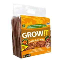 Hydrofarm GROW!T JSCCM25 Organic Coco Coir Planting Potting Mix Block Growing Medium For Hydroponics, Indoor, And Outdoor Plants