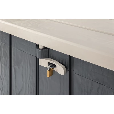 Toomax Stora Way All-Weather Outdoor Horizontal 4.25' X 2.5' Storage Shed Cabinet For Trash Cans, Garden Tools, And Yard Equipment, Taupe Gray/Brown 6 Toomax Stora Way All-Weather Outdoor Horizontal 4.25' X 2.5' Storage Shed Cabinet For Trash Cans, Garden Tools, And Yard Equipment, Taupe Gray/Brown - Image 4