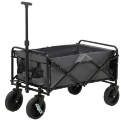 Outsunny Collapsible Wagon, Graden Carts With Wheels, Adjustable Handle, Folding Table And Cup Holders, Dark Gray -Landscape Zone GUEST 3538daae 529d 4ca8 a508 34b0d89729b0