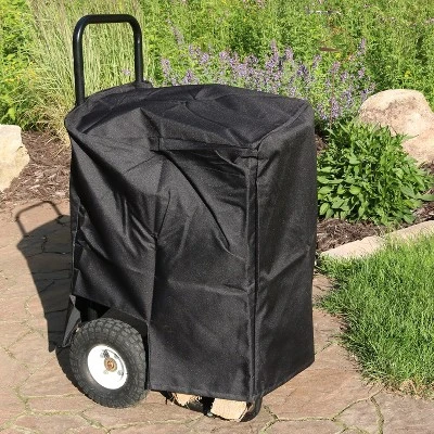 Sunnydaze Decor Sunnydaze Outdoor Firewood Log Rack Cart Carrier With Heavy-Duty Weather-Resistant Polyester Cover - Black 10 Sunnydaze Decor Sunnydaze Outdoor Firewood Log Rack Cart Carrier With Heavy-Duty Weather-Resistant Polyester Cover - Black - Image 8