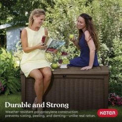 Keter Borneo 110-Gallon Multipurpose Resin Deck Storage Bin Organizing Rattan Wicker Container -Landscape Zone GUEST 37da7e23 fb45 4a69 ba20 9267bc3d49a8