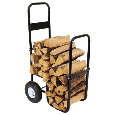 Sunnydaze Decor Sunnydaze Outdoor Firewood Log Rack Cart Carrier With Heavy-Duty Weather-Resistant Polyester Cover - Black 6 Sunnydaze Decor Sunnydaze Outdoor Firewood Log Rack Cart Carrier With Heavy-Duty Weather-Resistant Polyester Cover - Black - Image 4