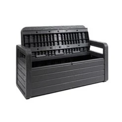 Toomax Foreverspring UV Weather Resistant Lockable Box Chest Bench For Outdoor Pool Patio Furniture And Deck Storage Bin, 70 Gallon (Anthracite) -Landscape Zone GUEST 3a1b29a9 7574 44d4 88cf 076184854e2d