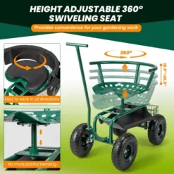 Costway Rolling Garden Cart Outdoor Gardening Workseat With Adjustable Height &Tool Storage 15 Costway Rolling Garden Cart Outdoor Gardening Workseat With Adjustable Height &Tool Storage -Landscape Zone GUEST 419a2b88 ca86 4c2b a309 238ec3c668ed