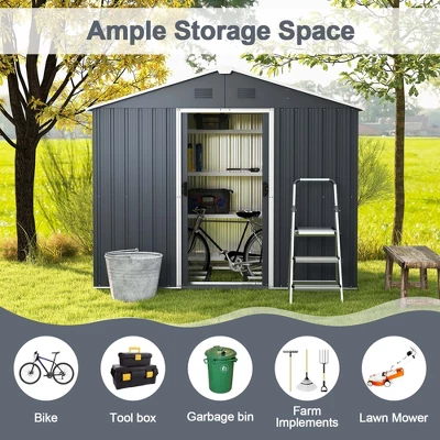 Costway 5.7 FT X 7.5 FT Outside Storage Shed Double Door Outdoor Tool House WithAir Window 6 Costway 5.7 FT X 7.5 FT Outside Storage Shed Double Door Outdoor Tool House WithAir Window - Image 4