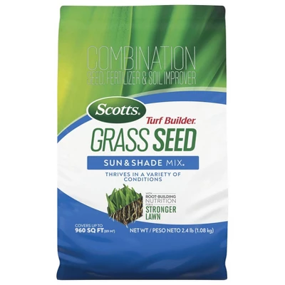 Scotts Turf Builder 2.4lbs Grass Seed Sun And Shade Mix 3 Scotts Turf Builder 2.4lbs Grass Seed Sun And Shade Mix