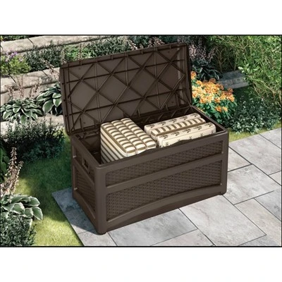 73gal Resin Deck Box With Seat Brown - Suncast 3 73gal Resin Deck Box With Seat Brown - Suncast