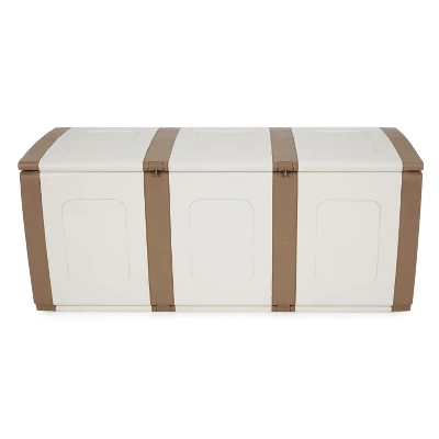 Homeplast Bold Indoor Outdoor Plastic Storage Trunk Resin Deck Box For Storing Pillows, Patio Cushions, And Firewood, 79 Gal Capacity 4 Homeplast Bold Indoor Outdoor Plastic Storage Trunk Resin Deck Box For Storing Pillows, Patio Cushions, And Firewood, 79 Gal Capacity - Image 2