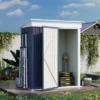 Outsunny 5' X 3' Steel Outdoor Storage Shed, Small Lean-to Shed For Garden, Tools, Tiny Metal Garage, Floor Base, Shelf, Lock, Dark Gray -Landscape Zone GUEST 4d1ed19f 55df 48e8 a834 074a65d921ab