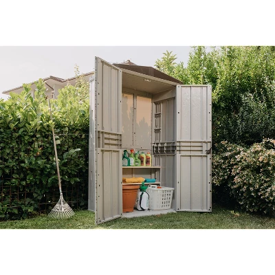 Toomax 76 Cu. Ft. Heavy Duty Weather Resistant Lockable Outdoor Garden Plastic Vertical Storage Shed Cabinet For Tools And Patio Accessories 4 Toomax 76 Cu. Ft. Heavy Duty Weather Resistant Lockable Outdoor Garden Plastic Vertical Storage Shed Cabinet For Tools And Patio Accessories - Image 2