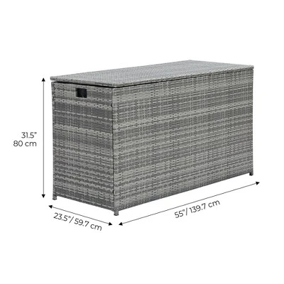 Teamson Home Wicker 154 Gallon Outdoor Deck Box For Cushions Storage, Gray 5 Teamson Home Wicker 154 Gallon Outdoor Deck Box For Cushions Storage, Gray - Image 3