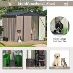 Patio 8ft X6ft Metal Storage Shed With Lockable Doors, Tool Cabinet With Vents And Foundation Frame-ModernLuxe -Landscape Zone GUEST 533ad3f2 1662 4310 99b8 0f4fad35bf2d