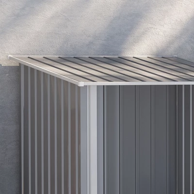 Outsunny 3.3' X 3.4' Lean-to Garden Storage Shed, Small Outdoor Galvanized Steel Tool House With Lockable Door For Patio, Backyard, Lawn, Gray 7 Outsunny 3.3' X 3.4' Lean-to Garden Storage Shed, Small Outdoor Galvanized Steel Tool House With Lockable Door For Patio, Backyard, Lawn, Gray - Image 5