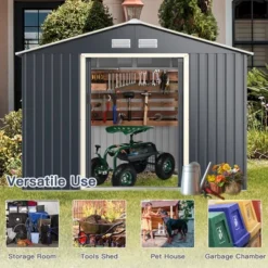 Costway Outdoor Tool Storage Shed Large Utility Storage House W/ Sliding Door -Landscape Zone GUEST 59cb6b6c 5ae5 44c9 b9e2 5cf00e7a1110