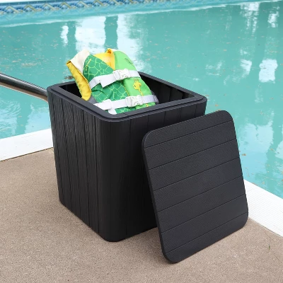 Sunnydaze Decor Sunnydaze Faux Wood Design Outdoor Side Table With Storage - 11.5-Gal. 7 Sunnydaze Decor Sunnydaze Faux Wood Design Outdoor Side Table With Storage - 11.5-Gal. - Image 5