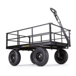 Gorilla Cart GOR1200-COM 9 Cubic Feet 1200 Pound Capacity Heavy Duty Durable Steel Utility Wagon Cart W/ 2 In 1 Towing Handle & Removable Sides, Black -Landscape Zone GUEST 5bc75753 4da6 4557 9e43 7c3514ad60cf