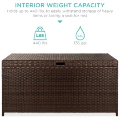 Best Choice Products 136 Gallon Large Deck Storage Box For Indoor Outdoor Furniture, Cushions, Pool Accessories - Brown -Landscape Zone GUEST 5c0e3204 35e3 455f a5c9 067e2925db90