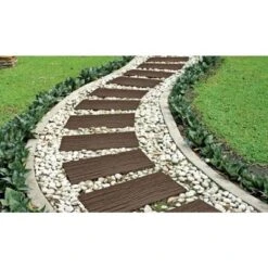 Flexon Rubber Railroad Tie Decorative Lawn And Garden Stepping Stone - Set Of 3 -Landscape Zone GUEST 6209987f 3de6 4f10 acf2 db04b993859b