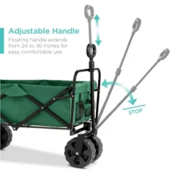 Best Choice Products 36in Folding Multipurpose Indoor Outdoor Utility Cart W/ Swivel Wheels, Adjustable Handle - Green 10 Best Choice Products 36in Folding Multipurpose Indoor Outdoor Utility Cart W/ Swivel Wheels, Adjustable Handle - Green -Landscape Zone GUEST 644e289b f3af 4b34 9620 8b419e4abb4d