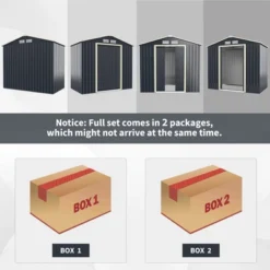 Costway Metal Storage Shed For Garden And Tools W/Sliding Double Lockable Doors -Landscape Zone GUEST 64653940 3bf0 41f0 abad e26ab12a806f