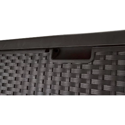 Suncast Trash Hideaway Outdoor Garbage Bin & 99 Gallon Deck Box W/ Seat, Java 4 Suncast Trash Hideaway Outdoor Garbage Bin & 99 Gallon Deck Box W/ Seat, Java - Image 2