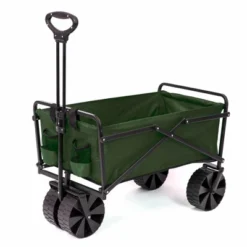 Seina Heavy Duty Steel Collapsible Folding Outdoor Portable Utility Cart Wagon With All Terrain Plastic Wheels And 150 Pound Capacity, Blue/Gray -Landscape Zone GUEST 6b7915c1 7c0a 4bba 9486 565ce67cca4f